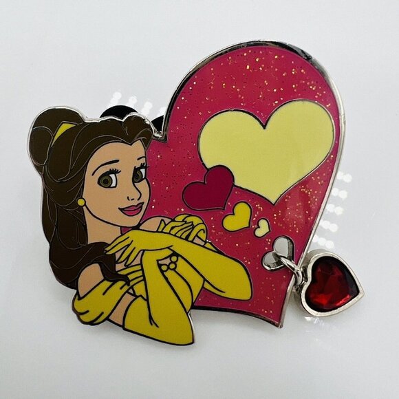 Belle Dangling Heart Jewel Disney Pin DLRP Disneyland Resort Paris Trading RARE - Picture 3 of 9
